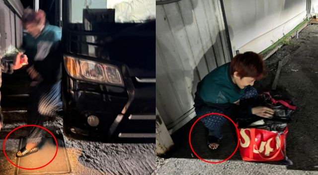 가수 지드래곤이 착용한 지압 슬리퍼가 화제다. /사진=지드래곤 인스타그램 부계정 (@8lo8lo8lowme)