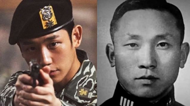 왼쪽은 서울의 봄에서 정해인이 연기한 김오랑 소령, 오른쪽은 실제 김오랑 소령의 사진./사진= 서울의 봄, YTN 갈무리
