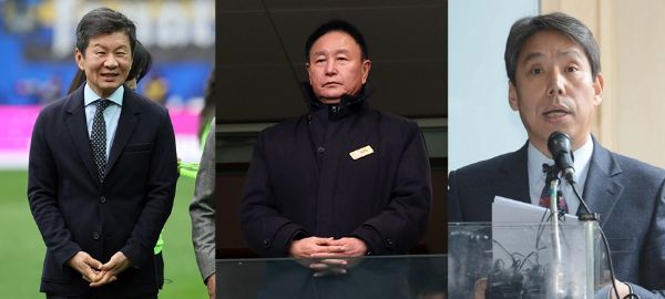 제55대 축구협회장 선거가 정몽규·허정무·신문선 3명의 대결로 좁혀졌다.사진은 정몽규 대한축구협회장, 허정무 프로축구 K리그1대전 하나 시키즌 전 이사장, 신문선 명지대학교 초빙교수(왼쪽부터). /사진=뉴스1, 뉴시스