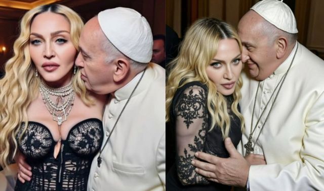 팝스타 마돈나가 프란치스코 교황과 스킨십하고 있는 인공지능(AI) 사진을 게시했다가 대중들에게 질타받았다. /사진=마돈나 인스타그램 캡처