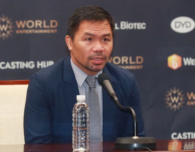 필리핀의 복싱 영웅 매니 파퀴아오의 경기를 추진한다며 투자자를 모집하고 약 30억원의 자금을 편취한 혐의를 받는 무술 인플루언서가 재판에 넘겨졌다. 사진은 매니 파퀴아오가 2022년 오전 서울 프레스센터에서 진행된 내한 기자회견에서 질문에 답하고 있는 모습. /사진=머니투데이