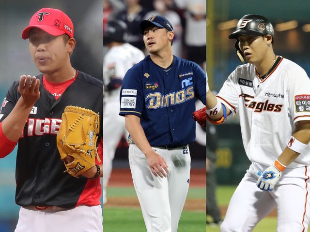 스토브리그를 앞두고 자유계약선수가 된 선수 6명이 행선지를 찾지 못했다. 사진은 2024 시즌을 마치고 자유게약선수를 선언한 임기영(왼쪽)과 이용찬, 하주석(오른쪽)의 모습. /사진=뉴스1