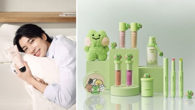 LG생활건강의 브랜드 더페이스샵과 코드글로컬러 등이 내년 3월 내 다이소 전용 상품 입점을 준비하고 있다. 사진은 더페이스샵 모델 세븐틴 원우(왼쪽)와 코드글로컬러가 지난 8월 한정출시한 라인프렌즈 미니니 스페셜 에디션 제품 6종. /사진=LG생활건강