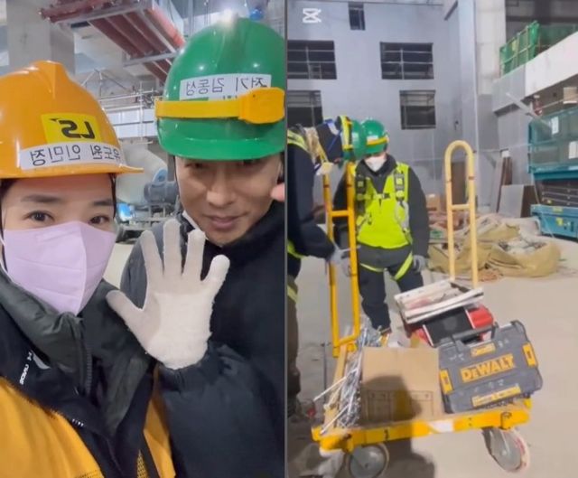 전 쇼트트랙 선수 김동성이 건설 현장에서 근무하고 있는 모습을 인증했다./사진=인민정 인스타그램 캡쳐