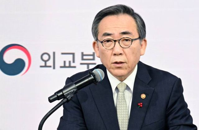 조태열 외교부 장관이 지난 18일 서울 중구 태평로1가 한국프레스센터 코시스센터에서 진행된 외신기자 대상 합동 간담회에서 질의 답변하는 모습./사진=머니S 임한별 기자