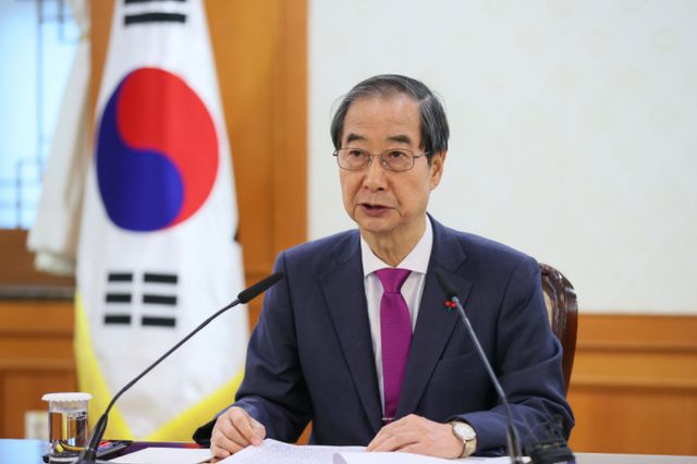  김선민 혁신당 당대표 권한대행은 이날 오전 국회 소통관에서 기자회견을 열고 한덕수 대통령 권한대행 국무총리 탄핵소추안을 공개했다. 사진은 한덕수 대통령 권한대행 국무총리가 20일 서울 종로구 정부서울청사에서 열린 제7차 국가첨단전략산업위원회에서 모두발언을 하는 모습. /사진=총리실