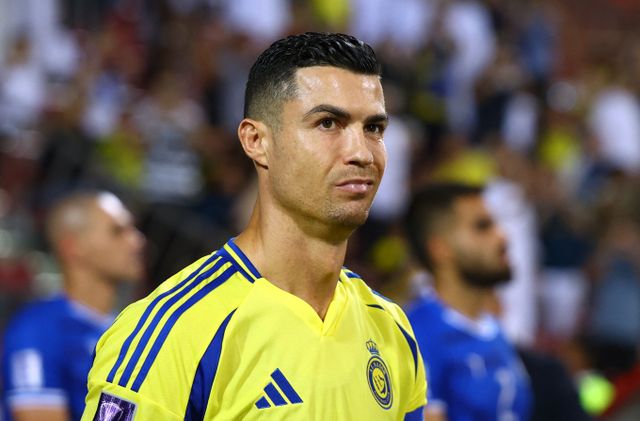 알 나스르에서 활약 중인 크리스티아누 호날두가 프랑스 리그앙보다 사우디아라디바아 리그가 뛰어나다는 무시 발언을 남겼다. 사진은 올시즌 알 나스르에서 활약 중인 크리스타아누 호날두의 모습. /사진=로이터