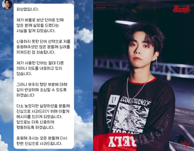 밴드 루시(LUCY) 보컬 최상엽이 '종이싸개'라는 표현을 썼다가 사과했다. 하지만 "절대 다른 의미나 의도를 내포하고 있지 않다"라며 여성비하 의혹은 부인했다. /사진=루시 공식 페이스북, 버블 캡처