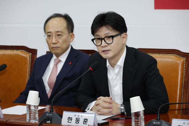 한동훈 국민의힘 대표는 윤 대통령의 조속한 직무집행 정지가 필요하다고 판단했다고 밝혔다. /사진=뉴스1