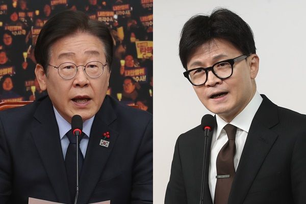  한동훈 국민의힘 대표(오른쪽)가 더불어민주당이 '윤석열 대통령 탄핵에 동조하지 않으면 감액예산안을 통과시키겠다'고 밝힌 것을 두고 국민을 상대로 협박하는 것이라며 비판했다. /사진=뉴스1