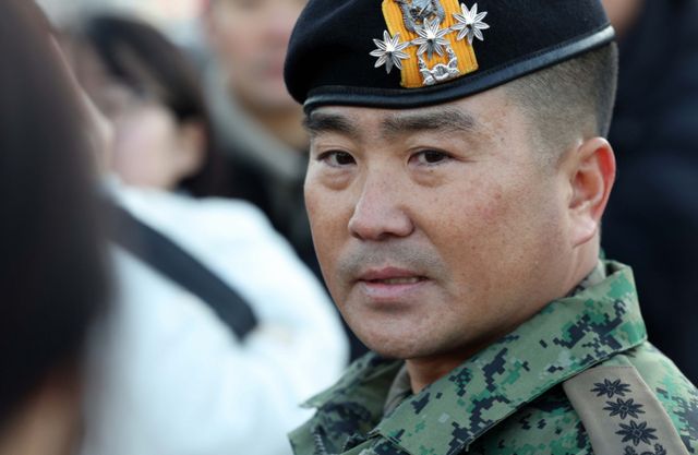 김현태 특전사 제707특수임무단 단장이 9일 오전 서울 용산구 전쟁기념관 앞에서 기자회견을 했다. /사진=뉴시스