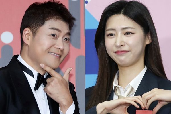 전현무 아나운서가 20세 연하 홍주연 아나운서의 고백에 수줍어했다. 사진은 전현무 아나운서와 홍주연 아나운서의 모습. 사진=뉴스1