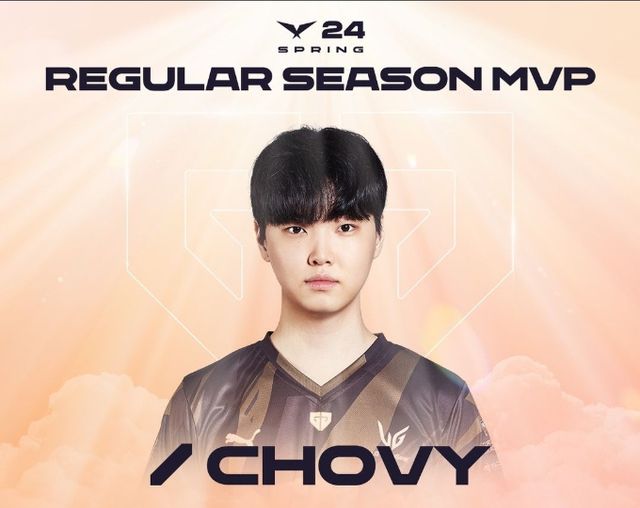 젠지 미드라이너 '쵸비' 정지훈이 역대 최초 LCK 4연 우승에 도전한다. 사진은 LCK 스프링 스플릿 정규 시즌 MVP(최우수선수)를 수상한 쵸비. /사진=LCK 공식 인스타그램