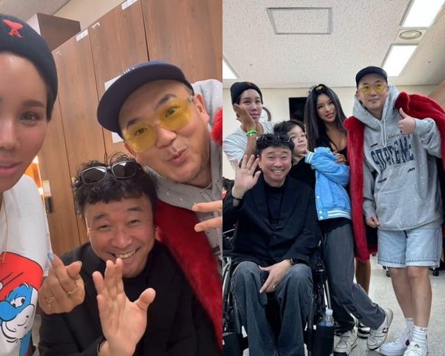 가수 강원래 가족과 DJ DOC 이하늘이 불화설을 딛고 만났다. /사진=김송 소셜네트워크서비스(SNS)