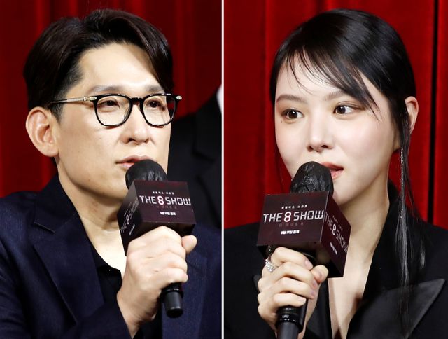  한재림 감독이 이열음과의 열애설을 일축했다.사진은 10일 서울 중구 앰배서더 서울 풀만 호텔에서 열린 넷플릭스 시리즈 ‘더 에이트 쇼(The 8 Show)’ 제작발표회에 참석한 한재림 감독(왼쪽과 배우 이열음. /사진=뉴스1 
