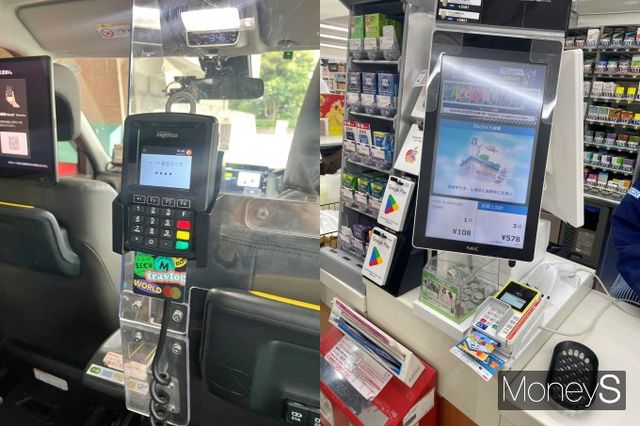 (왼쪽) 하나 트래블로그로 택시비를 결제하는 모습. (오른쪽) 신한 쏠 트래블로 편의점에서 물건을 구입하는 모습./사진=머니S 