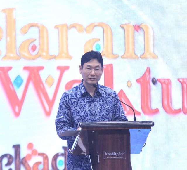 10일 인도네시아 자카르타에서 열린 KB국민카드의 해외 법인 KB FMF 창립 30주년 기념행사에 참석한 이창권 KB국민카드 사장이 기념사를 하고 있다./사진=KB국민카드 