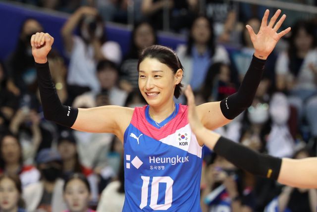 글로벌 배구 스타 김연경이 8일 잠실실내경기장에서 열린 국가대표 은퇴경기에 나섰다. /사진=뉴시스