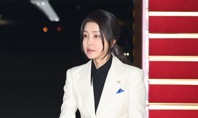 김건희 여사가 비공개 검찰 조사를 받았다. 사진은 북대서양조약기구(NATO·나토) 75주년 정상회의에 참석한 김 여사의 모습. /사진=뉴시스