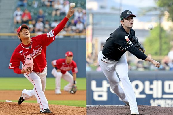 공동 5위 SSG랜더스와 KT위즈가 3연전 경기를 시작한다. 사진은 지난 6월28일 서울 송파구 잠실야구장에서 열린 SSG랜더스와 두산 베이스의 경기에 선발 등판한 김광현(왼쪽)과 지난 6일 광주 북구 기아챔피언스필드에셔 열린 KT위즈와 기아 타이거즈의 경기에 선발등판한 고영표(오른쪽). /사진=뉴스1(왼쪽) 뉴시스(오른쪽)