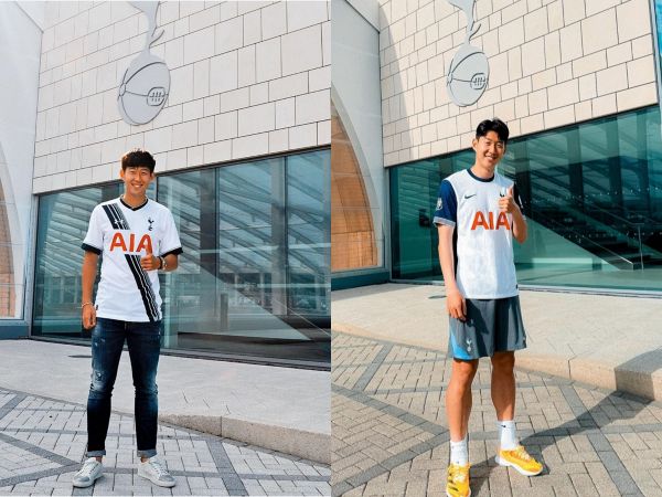 손흥민은 2015년 이적 당시 아시아 선수 최고 이적료를 기록하며 토트넘 홋스퍼에 합류해 현재까지 활약중이다. 사진은 2015년 입단 첫 해 손흥민(왼쪽)과 입단 9년 차 손흥민의 모습. /사진=토트넘 공식 인스타그램