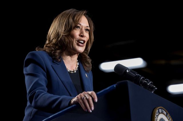 카멀라 해리스 미 민주당 대선 후보가 조만간 러닝메이트를 발표할 전망이다. 사진은 해리스 후보가 한 행사에서 연설하는 모습. /사진=로이터 