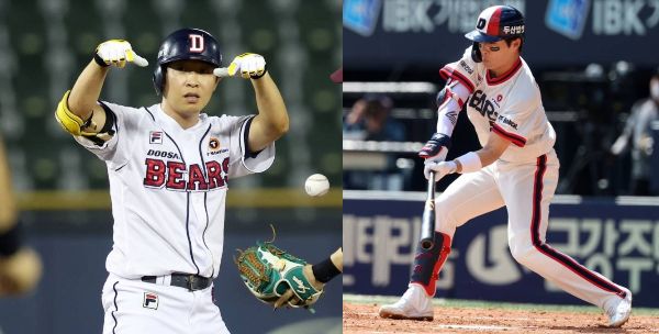 정수빈과 조수행이 두산 베어스의 '뛰는 야구'를 책임지며 프로야구 최초 동일팀 동반 50도루를 달성했다. 사진은 왼쪽부터 정수빈, 조수행의 모습. /사진=뉴시스