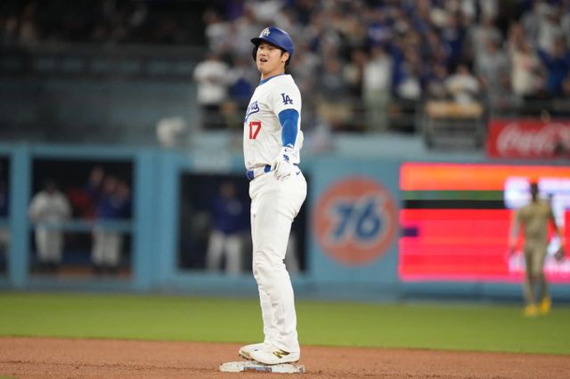 오타니 쇼헤이(LA다저스)가 57호 도루에 성공하며 2001년 스즈키 이치로가 세운 56호 도루 기록을 경신했다. 사진은 올시즌 오타니의 경기 모습. /사진=로이터