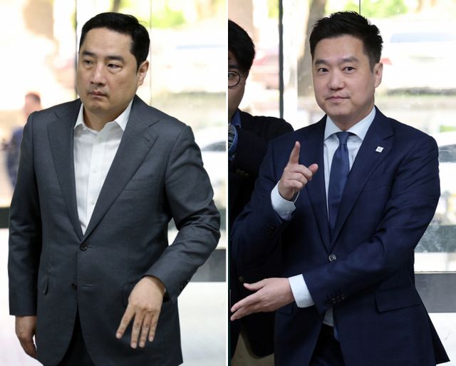 가세연 출연진이 조국 전 조국혁신당 대표 일가에 대한 허위사실을 유포해 4500만원을 배상하라는 2심 판결이 대법원에서 확정됐다. 사진은 강용석과 김세의 대표(왼쪽부터) 공판 출석하는 모습. /사진=뉴스1