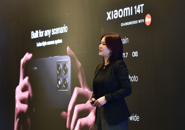 키코 송 샤오미 동아시아 마케팅 총괄이 15일 오전 서울 종로구 포시즌스호텔에서 열린 기자간담회에서 제품을 소개하고 있다. /사진=임한별 기자