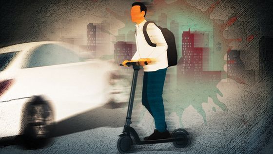 전동킥보드를 타고 가던 20대 남성이 추락해 숨지는 사고가 발생했다. /삽화=머니투데이