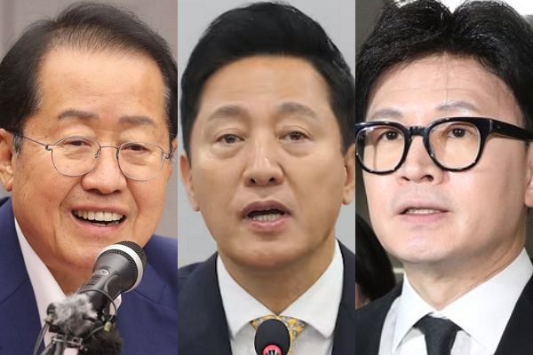 사진은 왼쪽부터 홍준표 대구시장, 오세훈 서울시장, 한동훈 전 국민의힘 대표의 모습. /사진=뉴스1