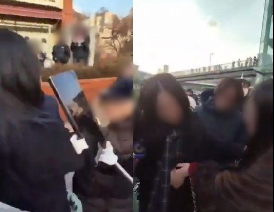 내란 우두머리 혐의를 받는 윤석열 대통령의 지지자들이 서울서부지법에 난입해 폭력 사태를 일으킨 가운데 한 지지자가 중국인 여성을 폭행했다는 주장이 제기됐다./사진=김홍태 엑스(X·옛 트위터) 캡처