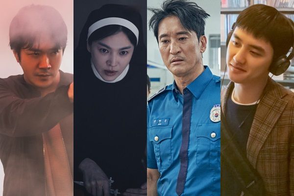 오는 25일부터 6일 동안 이어지는 황금연휴를 노리는 '설 극장전'이 시작됐다.사진은 영화 '히트맨2' 속 권상우, '검은 수녀들' 속 송혜교, '귀신경찰' 속 신현준, '말할 수 없는 비밀' 속 도경수(왼쪽부터). /사진=각 배급사 제공