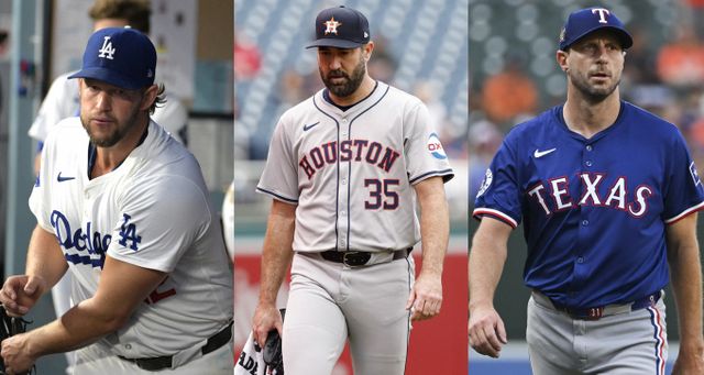 메이저리그를 평정했던 클레이튼 커쇼와 저스틴 벌랜더, 맥스 슈어저가 2025년에도 현역으로 뛸에 대한 관심이 쏟아진다. 사진은 메이저리그 최고의 투수로 활약했던 클레이튼 커쇼(왼쪽)와 저스틴 벌랜더, 맥스 슈어저(오른쪽)의 모습. /사진=로이터