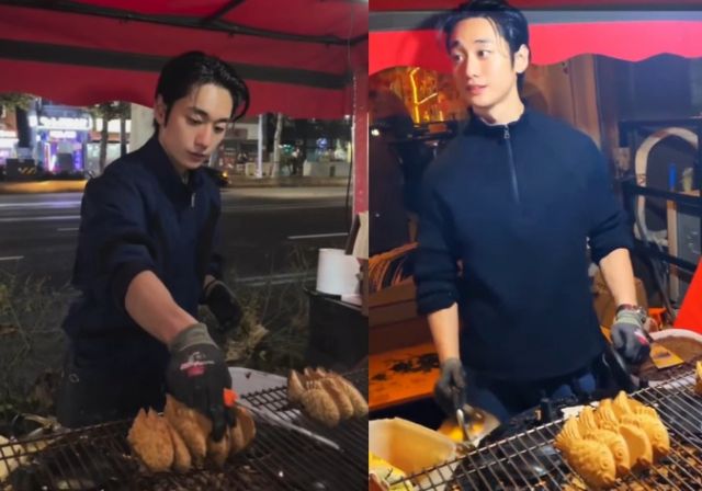 배우 정해인을 닮아 인기를 끈 붕어빵 장수의 근황이 전해졌다. /사진=SNS 갈무리