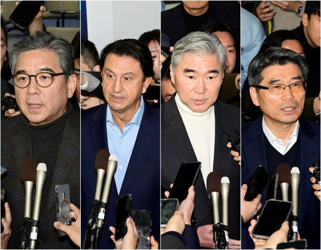 (왼쪽부터) 장재훈 부회장, 호세 무뇨스 사장, 성 김 사장, 송호성 사장 /사진=현대차그룹