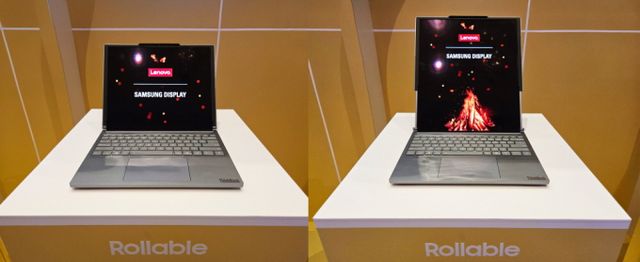 삼성디스플레이 롤러블 OLED를 탑재한 레노버의 '씽크북 플러스 G6 롤러블' 노트북 제품. / 사진=삼성디스플레이