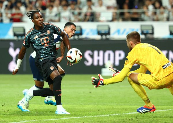 토트넘 홋스퍼가 바이에른 뮌헨 공격수 마티스 텔에게 이적 제안을 거부당했다. 사진은 지난해 8월3일 오후 서울 마포구 서울월드컵경기장에서 열린 쿠팡플레이 시리즈 2경기 토트넘 홋스퍼와 FC바이에른 뮌헨의 경기, 전반 바이에른 뮌헨 마티스 텔이 공격을 시도하는 모습. /사진=뉴시스