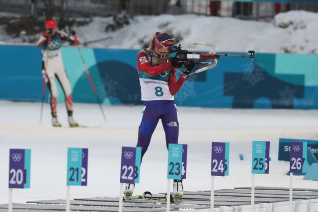 귀화 선수 예카테리나 아바쿠모바가 귀화 9년 만에 한국 바이애슬론 역사상 최초의 아시안게임 금메달을 획득했다. 사진은 2018년 평창동계올림픽에 출전한 예카테리나 아바쿠모바의 모습. /사진=뉴스1