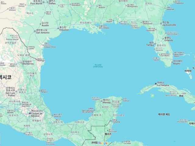 구글이 도널드 트럼프 미국 대통령 지시에 따라 자사 지도 애플리케이션 구글맵스에서 멕시코만을 미국만으로 명칭을 변경한다. 사진은 미국 외에 멕시코만(미국만) 지명으로 보이는 구글맵스의 모습. /사진=구글맵스 화면 캡처 