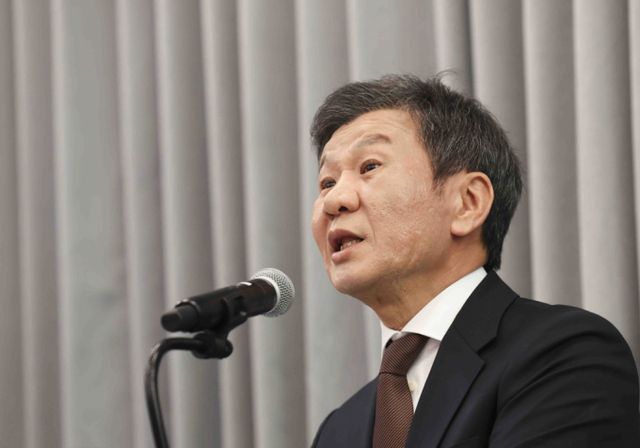 정몽규 후보가 대한축구협회 회장 선거 후보들의 토론회에 불참할 것을 밝혔다. 사진은 지난 11일 서울 종로구 포니정재단에서 열린 기자간담회에 참석한 정몽규 후보의 모습. /사진=뉴시스 /사진=김근수