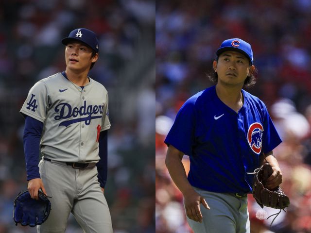LA다저스가 도쿄에서 치러지는 개막전 선발 투수로 야마모토 요시노부를 예고했고 상대팀 컵스도 일본인 투수 이마가와 쇼타를 예고했다. 사진은 2024시즌 LA다저스에서 활약한 야마모토 요시노부(왼쪽)와 시카고 컵스에서 활약한 이마나가 쇼토의 모습. /사진=로이터