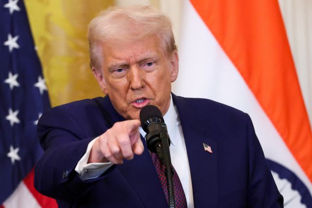 미국이 상호관세 부과 조치를 국가별 검토한 뒤 오는 4월1일 이후 적용할 계획이라고 밝혔다. 사진은 지난 13일(현지시각) 도널드 트럼프 미국 대통령이 미국 워싱턴D.C 백악관에서 나렌드라 모디 인도 총리를 만난 뒤 연설하는 모습. /사진=로이터