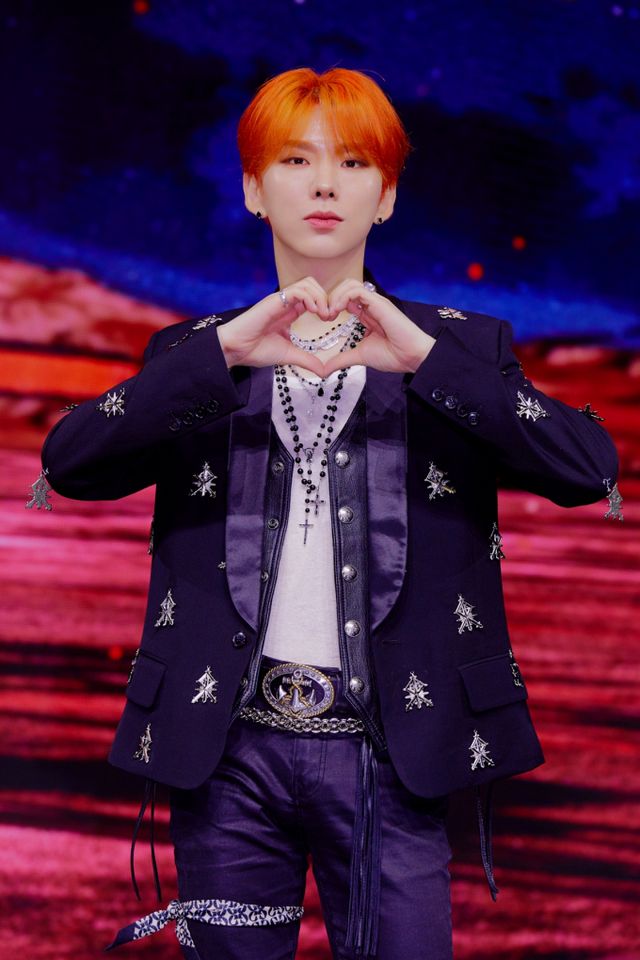 아이돌 그룹 몬스타엑스 멤버 기현이 21일 군 복무를 마치고 제대한다. 사진은 기현이 2021년 11월19일 온라인 생중계로 진행된 미니앨범 'No Limit'(노 리밋) 발매기념 쇼케이스에 참석한 모습. /사진=머니투데이