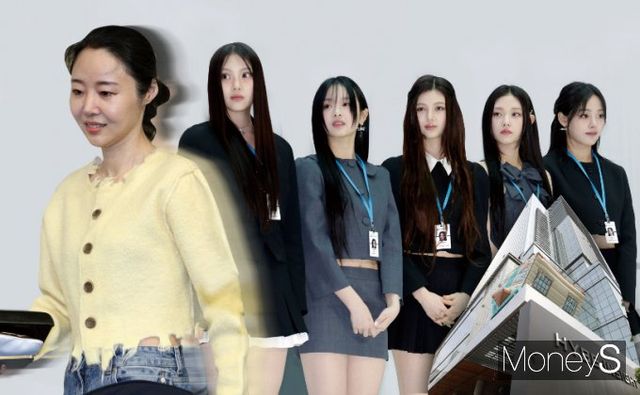 민희진 전 어도어 대표(왼쪽)와 어도어 소속 아티스트 '뉴진스'. /그래픽=김은옥 기자