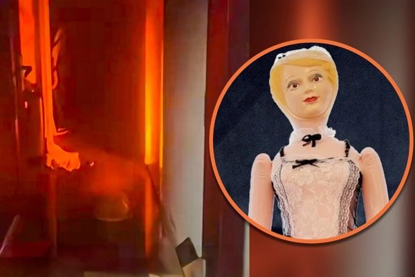 중국에서 한 남학생이 기숙사에서 성인용 인형을 사용하다 갑자기 들어온 친구에 당황해 인형을 없애려다가 기숙사에 불을 내는 사건이 발생했다. 사진은 불이 난 중국 안후이성 허페이 공과대학 기숙사의 모습과 기사의 이해를 돕기 위한 성인용 인형(원사진)의 모습. /사진=SCMP 캡처