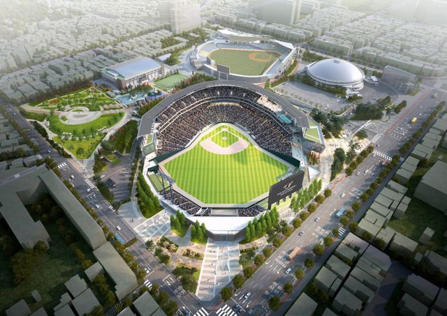 더본코리아가 대전 한화생명 볼파크에 8개 대표 브랜드를 한데 모은 '더본 테이스티' 존을 오픈해 야구팬들에게 다채로운 식음(F&B) 서비스를 제공한다. 사진은 대전 한화생명 볼파크 조감도. /사진=한화 이글스