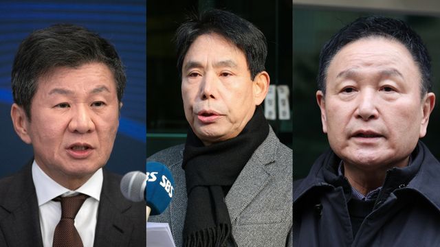 대한축구협회 차기 회장 선거에 출마한 정몽규, 신문선, 허정무 후보가 마지막 지지를 호소했다. 사진은 26일 진행되는 대한축구협회 제55대 회장 선거에 출마한 정몽규 후보(왼쪽)와 신문선 후보, 허정무 후보(오른쪽)의 모습. /사진=뉴스1