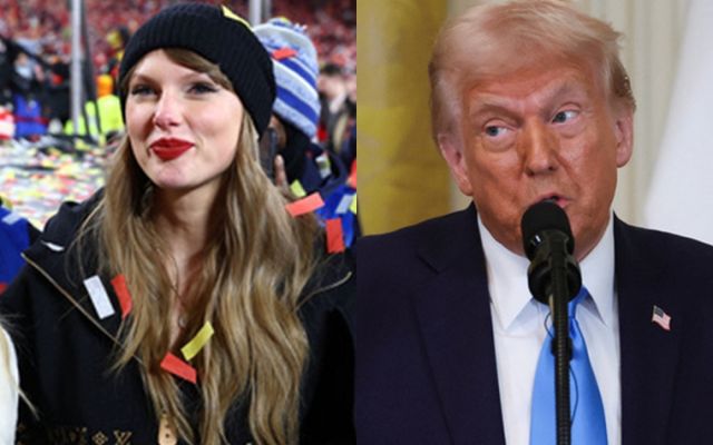 도널드 트럼프 미국 대통령이 현직 대통령으로는 처음으로 미국프로풋볼(NFL) 결승전 '슈퍼볼'에 참석한다. 사진은 팝스타인 테일러 스위프트(왼쪽)와 도널드 트럼프 미국 대통령 모습. /사진=로이터
